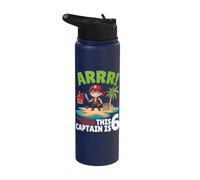 Arrr This Captain is 6 Years Old Pirate Birthday Boy Island Stainless Steel Insulated Water Bottle