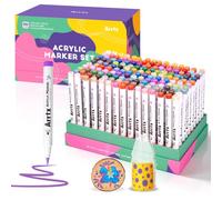 Arrtx 150 Colors Markers Paint Pens, Acrylic Paint Pens for Artists Adults Coloring Drawing Cartoon Anime Comic - Brush Tip for Rock Painting, Wood, Canvas, DIY Crafts Making Art Supplies