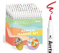 Arrtx 90 Colors Paint Markers Pens, Acrylic Paint Pens for Artists Adults Coloring Drawing Landscape Scenery Natural- Brush Tip for Rock Painting, Wood, Canvas, DIY Crafts Making Art Supplies-90B