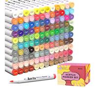 Arrtx Acrylic Paint Pens 120 Colors, Acrylic Markers Pens for Artists Adults -Permanent Brush Tip Paint Marker for Rock Painting, Wood, Canvas, Plastic, Coloring Drawing