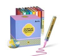 Arrtx Acrylic Paint Pens 48 Colors, 3mm Medium Tip Paint Markers, Non Toxic, Quick Drying for Rock Painting, Wood, Ceramic, Fabric, Glass, Canvas, Plastic, Metal, Stone, DIY Crafts