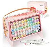 Arrtx Alcohol Markers ALP 66 Pastel Colors,Chisel and Fine Tip Professional Art Markers for Adult Artists Coloring Drawing Sketching Illustration
