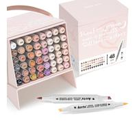 Arrtx Skin Tone Alcohol Markers Oros 48 Colors,Brush & Chisel Tip Art Markers for Adult Artists Drawing,Coloring,Sketching,Illustration