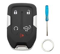 Arruweer Plastic 5-Button Smart Key Fob Cover Case Shell for 2022-2019 Chevy Silverado & GMC Sierra 1500, 2500HD, 3500HD Keyless Entry Remote (Without Chip, Uncut Key Blade Blank)