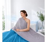 Arrylins Cooling Blanket Duvet - Coverless Quilt, Leaves Blue, 150x200cm | Lightweight Quilted Single Duvet for Hot Sleepers, Summer Cooling Quilt with Cool-Tech, Ultra-Soft Breathable for Bed & Sofa