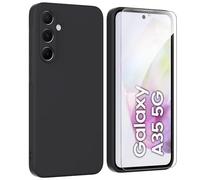 ARRYNN Case for Samsung Galaxy A35 5G (6.6 Inch) + Screen Protector, Mobile Phone Case Liquid Silicone TPU Case Cover Protective for Samsung Galaxy A35 5G - Black