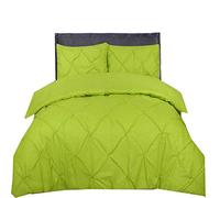 AR'S Luxury Quality Fancy Vintage Pintuck Diamond Pinch Pleat Puckering Poly Cotton Duvet Quilt Cover Set With Pillowcases (Single, Lime Green)