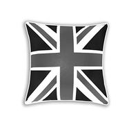 AR'S Union Jack/British Flag Design100% Cotton Cushion Covers,Sofa Cases Couch Pillow 18"x18" Piped Edge in 5 Vibrant Colors (Black & Grey)