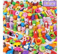 Arscniek 140 Pack Animal Erasers for Kids Bulk, Cute Desk Pets Treasure Box Toys for Classroom Prizes Rewards, Mini Pencil Erasers Take Apart Erasers Back to School Supplies Gift for Boys Girls