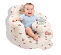 Arscniek Inflatable Baby Seat Built in Air Pump, Blow Up Baby Chair with Back Support and Tray, Sit Me Up Floor Seat for Babies 3-36 Months, Portable Infant Chairs for Indoor and Outdoor - Bear Head
