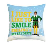 Arsemica Buddy The Elf Christmas Decorations, Funny Elf Pillow Covers, 18x18 Christmas Throw Pillow Covers, Buffalo Xmas Cushion Cases, Farmhouse Holiday Decorations for Home Bed Couch Sofa (Smile)