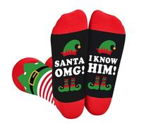 Arsemica Buddy The Elf Christmas Socks for Women Men, Funny Holiday Elf Socks, Winter Warm Knitted Cartoon Socks, Omg, One size