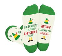 Arsemica Buddy The Elf Christmas Socks for Women Men, Funny Holiday Elf Socks, Winter Warm Knitted Cartoon Socks, Spread, One size