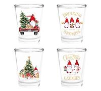 Arsemica Christmas Gnome Shot Glasses, Cute Christmas Drinking Cups, 4 Pack 2oz Gnomies Wine Glasses, Gnome Gifts for Women Men Coworkers, Xmas White Elephant Gifts