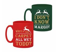Arsemica Christmas Vacation Funny Coffee Mug Set, 2 Pack 11oz Ceramic Drinking Cups, White Elephant Gifts Stocking Stuffers for Couples Family Coworkers - I Don't Know Margo