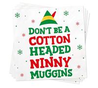 Arsemica Funny Christmas Cocktail Napkins, 50 Pack Elf Beverage Paper Napkins, Buddy The Elf Christmas Party Supplies, Holiday Home Table Decorations, 3-Ply, 6.5x6.5 inch, Muggins