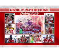 Arsenal - 2026 Premier League Champions Multi Signed A4 Montage Photo Print Which Would Make A Great Gift For Any Fan.