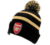 Arsenal English Premier League Black/Gold Knitted Ski Bobble Hat - Authentic EPL, Multi, One size