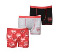 Arsenal F.C. Boys Boxers | Boys Boxer Shorts Pack of 3 | Multipack Underwear Underpants Merchandise 7-8 Years Red
