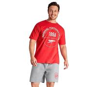 Arsenal F.C. Mens Pyjamas Set Short PJs Lounge Set Comfy Sleepwear Breathable Soft Nightwear Football Gifts for Men (Red/Grey, 2XL)