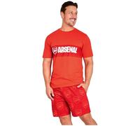 Arsenal F.C. Mens Pyjamas Set Short PJs Lounge Set Comfy Sleepwear Breathable Soft Nightwear Football Gifts for Men (Red, 3XL)