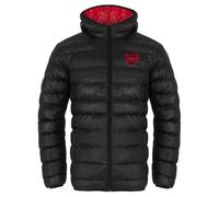 Arsenal F.C. Mens Quilted Jacket Hooded Winter Coat Official Black Medium