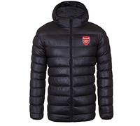 Arsenal F.C. Mens Quilted Jacket Hooded Winter Coat Official Gift Black Crest XXL