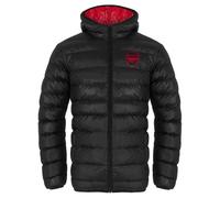 Arsenal F.C. Mens Quilted Jacket Hooded Winter Coat Official Gift Black Small