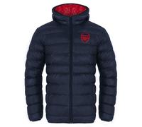 Arsenal F.C. Mens Quilted Jacket Hooded Winter Coat Official Gift Navy Blue Large