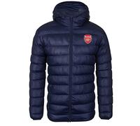 Arsenal F.C. Mens Quilted Jacket Hooded Winter Coat Official Gift Navy Crest XXL