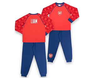 Arsenal F.C. Personalised Kids Pyjamas - Red & Navy Long Sleeve Pyjamas With Arsenal Logo - 100% Cotton Sleepwear - Official Arsenal F.C Merchandise - 13/14 Years