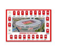 Arsenal FC 2025/2026 Squad Poster, Stadium Photo with Player Jerseys and Signatures (A4 Unframed)