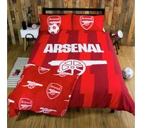 Arsenal FC Official Double Duvet Cover Set, Geometric Design | Red Reversible 2 Sided Football Bedding Cover Official Merchandise Including Matching Pillow Cases