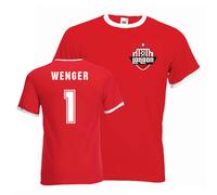 Arsenal FC Men's Mens Arsene Wenger Ringer Tee in Red | Size: Medium Arsenal FC Red M