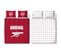 CHARACTER WORLD Arsenal FC Official Double Duvet Cover Set, Geometric Design | Red Reversible 2 Sided Football Bedding Cover Official Merchandise Including Matching Pillow Cases