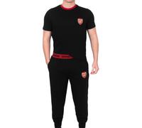 Arsenal FC Official Football Gift Mens Premium Long Pyjamas Set Black Medium