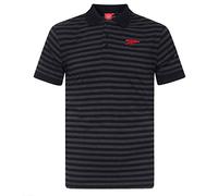 Arsenal FC Official Football Gift Mens Striped Polo Shirt Black Grey Marl Medium
