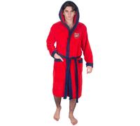 Arsenal FC Official Gift Mens Hooded Fleece Dressing Gown Robe Red Medium