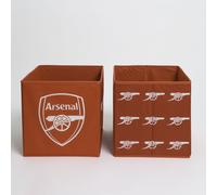 Arsenal FC Officially Licensed Storage Boxes | 2 pack Foldable Storage Cubes | Perfect For Organising Children's Room, Kids Playroom | Football Merchandise | 30 x 30cm | Red