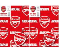 Arsenal FC Wrapping Paper 2 Sheets 2 Tags, Arsenal Football Gift Wrap (Pack of 2)