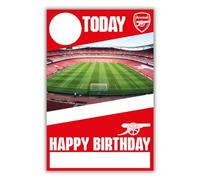 Arsenal Football Club Birthday Card. Comes with Stickers to Personalise your Age and Name, Red