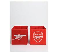Arsenal FC Officially Licensed Storage Boxes | 2 pack Foldable Storage Cubes | Perfect For Organising Children's Room, Kids Playroom | Football Merchandise | 30 x 30cm | Red