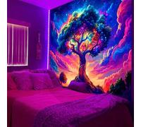 Arsey Black Light Aesthetic Tree of Life Wall Cloth Psychedelic UV - Reactive Wall Tapestries Galaxy Sky Colorful Nature Landscape Tree of Life Wall Decoration Living Room, 230 X 180 CM