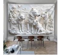 Arsey Large Wolf Tapestry Wall Hanging, White Tapestries with Butterfly, Aesthetic Spiritual Tapestry for Bedroom, Living Room, 300 x 180 cm