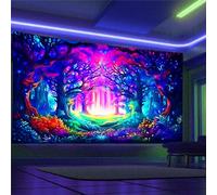 Arsey Tree Tapestry Forest Trippy UV-Reactive Wall Tapestry Glow In The Dark Stars Galaxy Blacklight Tapestry Aesthetic Tapestries Decor Bedroom, Color, Extra Large, 300x180cm