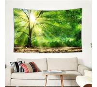Arsey Tree Wall Tapestry Sunshine Sky Green Tapestry Wall Hanging Fallen Leaves Nature Landscape Tapestries Aesthetic Decor Bedroom Living Room, 150x130cm