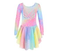Arshiner Ballet Leotard for Girls Long Sleeve Ballet Dress Rainbow 3-4Y