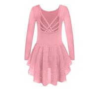 Arshiner Ballet Leotards for Girls Long Sleeve Dance Dress Dark Pink 3-4Y