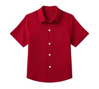 Arshiner Boys Button Down Shirt Linen Summer Kids Short Sleeve Casual Comfort Shirts for Boys 12-13 Years Rot