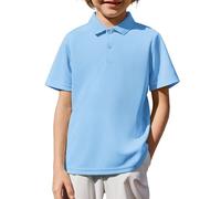 Arshiner Boy's Short Sleeve Polo Shirt School Uniform Shirt with Kids Top for School Everyday, Soft Blue Age 10-11